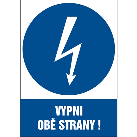 Značka Vypni obě strany!, samolepicí fólie, 210 × 297 mm